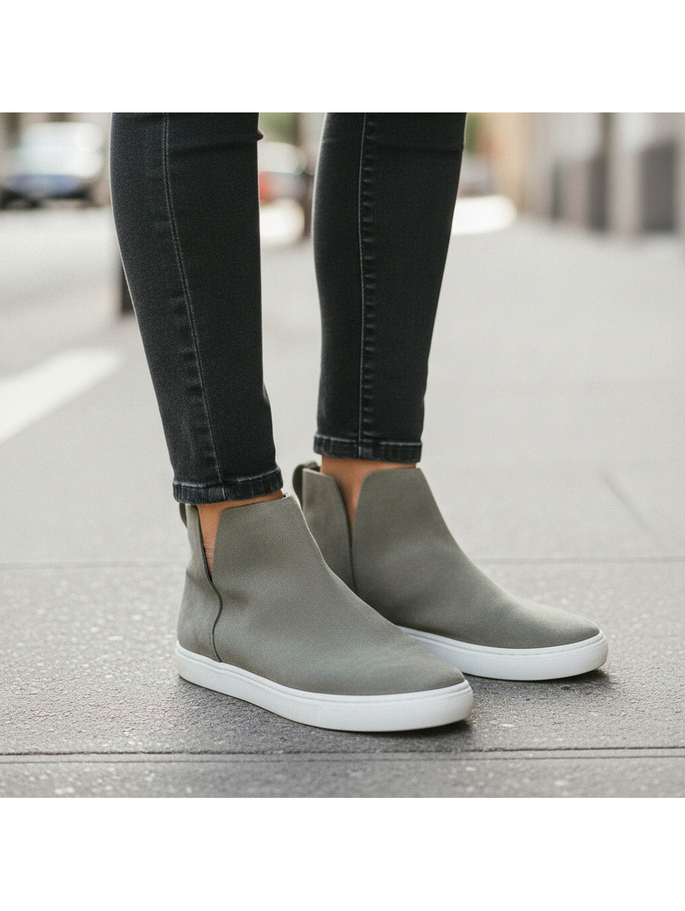 Birdies The Falcon Graphite Green Suede Slip On Sneaker Bootie Women's Size 9.5